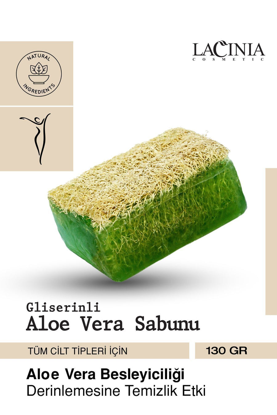 Natural Loofah Aloe Vera Soap 130 gr Effective for Face and Body Care