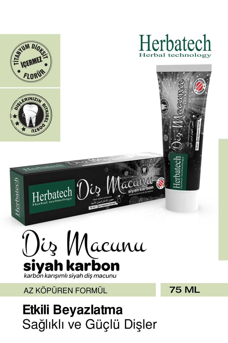 Aktivləşdirilmiş Karbonlu Qara Diş Pastası - Təbii Ağardıcı Və Ləkə Əleyhinə 75 ml