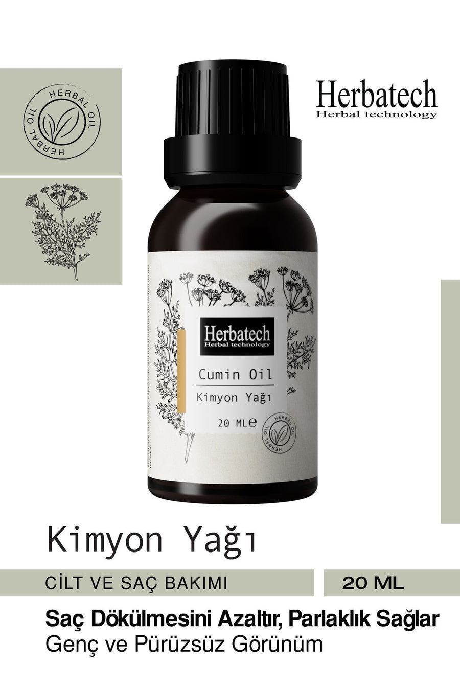 Natural Cumin Oil - Relaxing Body Massage and Purifying Skin Care Oil 20 ml (Cumin Oil)