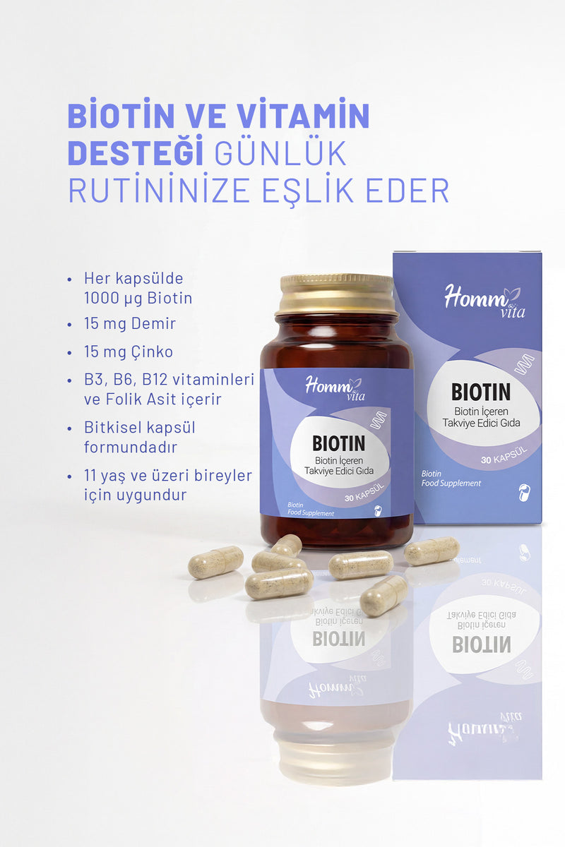Biotin İçeren Takviye Edici Gıda - 30 Kapsül