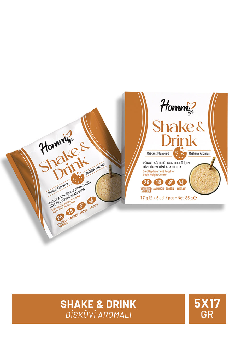 Bisküvi Aromalı Shake & Drink 17 gr x 5 adet