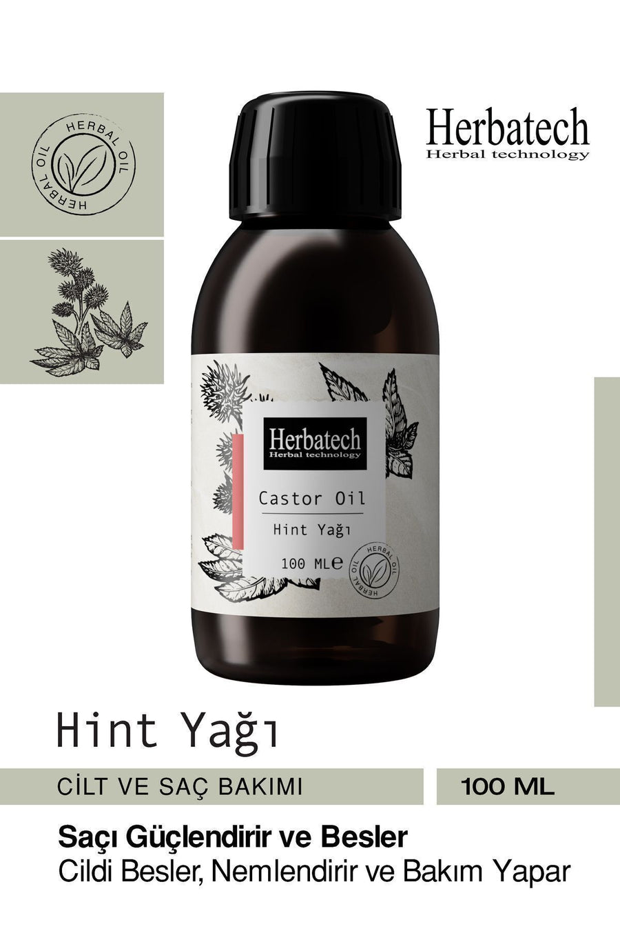 Doğal Hint Yağı - Hızlı Saç Uzatıcı, Kaş, Kirpik Saç Dökülmelerine Karşı Bakım Yağı 100 ml