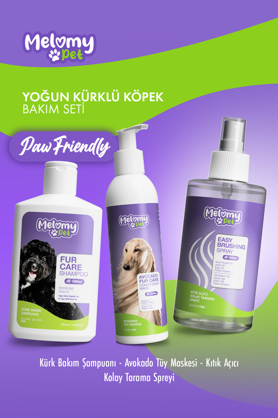 Ev Heyvanı Yoğun Xəzli İtə Qulluq Dəsti