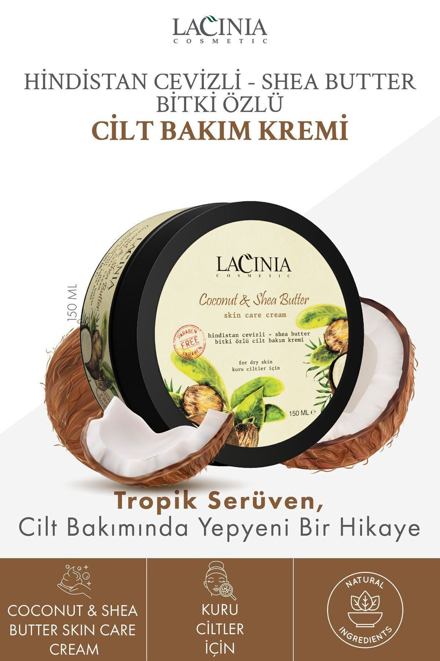 Hindistan Cevizi və Şi Yağı Tərkibli Yağlı Dərilər Üçün Baxım Kremi 150 ml