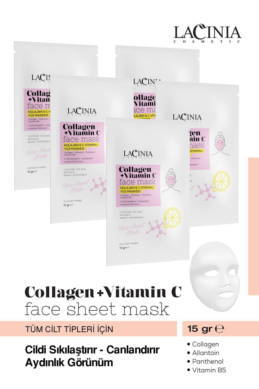 Üz Maskası Kollagen + Vitamin C 5X15 qram