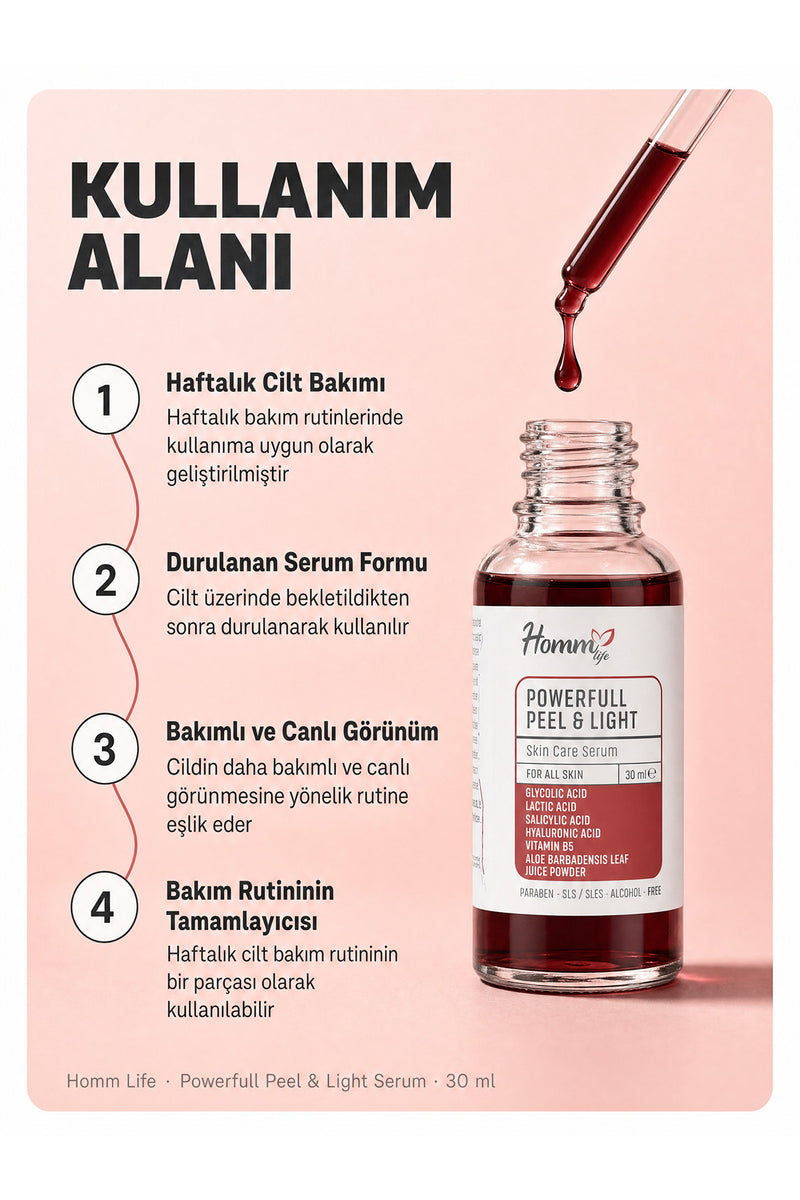 Arındırıcı Cilt Bakımı ve Günlük Kullanım | Powerful Peel & Light Serum 30 ml