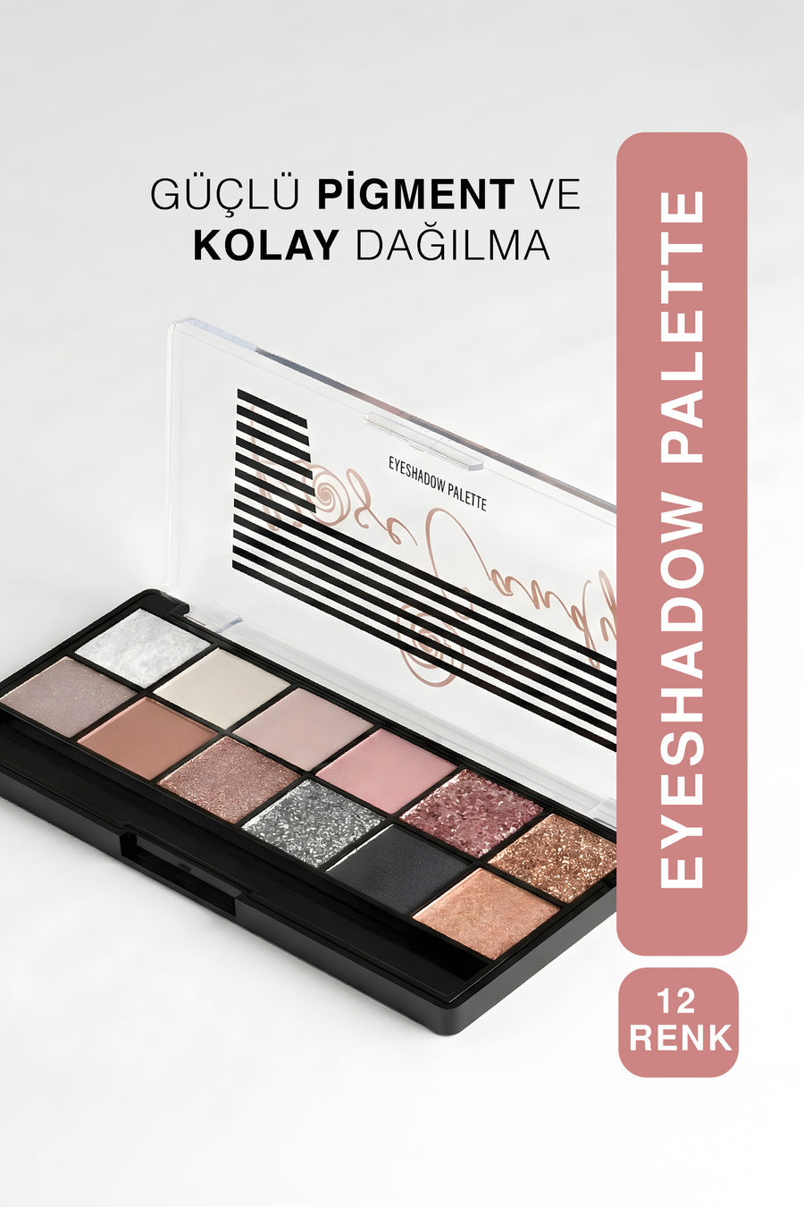 12-Color Eyeshadow Palette - Matte & Shimmer | High Pigment & Easy Blend | Powder Eyeshadow Palette