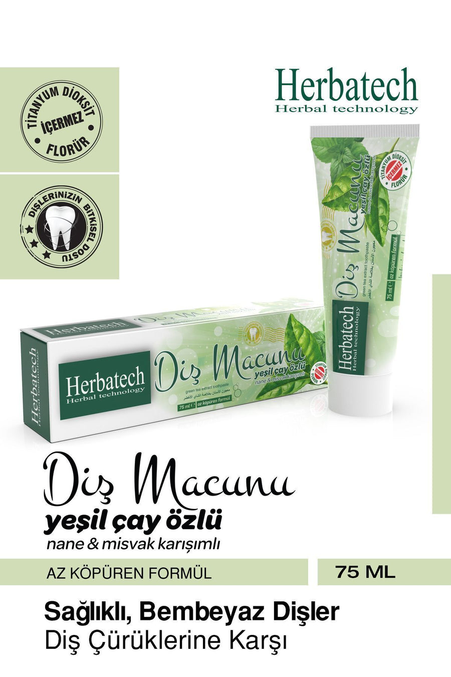 Yaşıl Çay Ekstraktlı Diş Pastası - Nəfəs Təravətləndirici Və Diş Əti Baxımı 75 ml