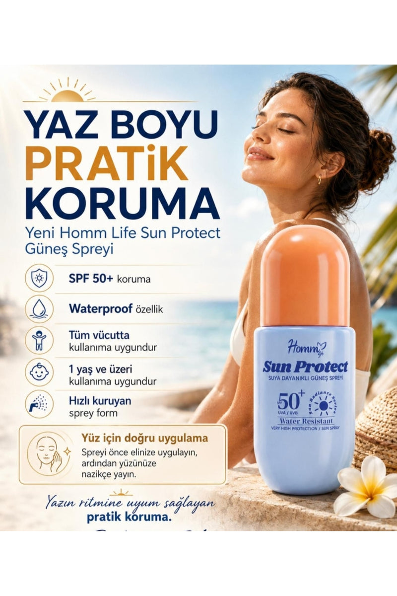 Homm life sun protect suya dayanıklı güneş spreyi