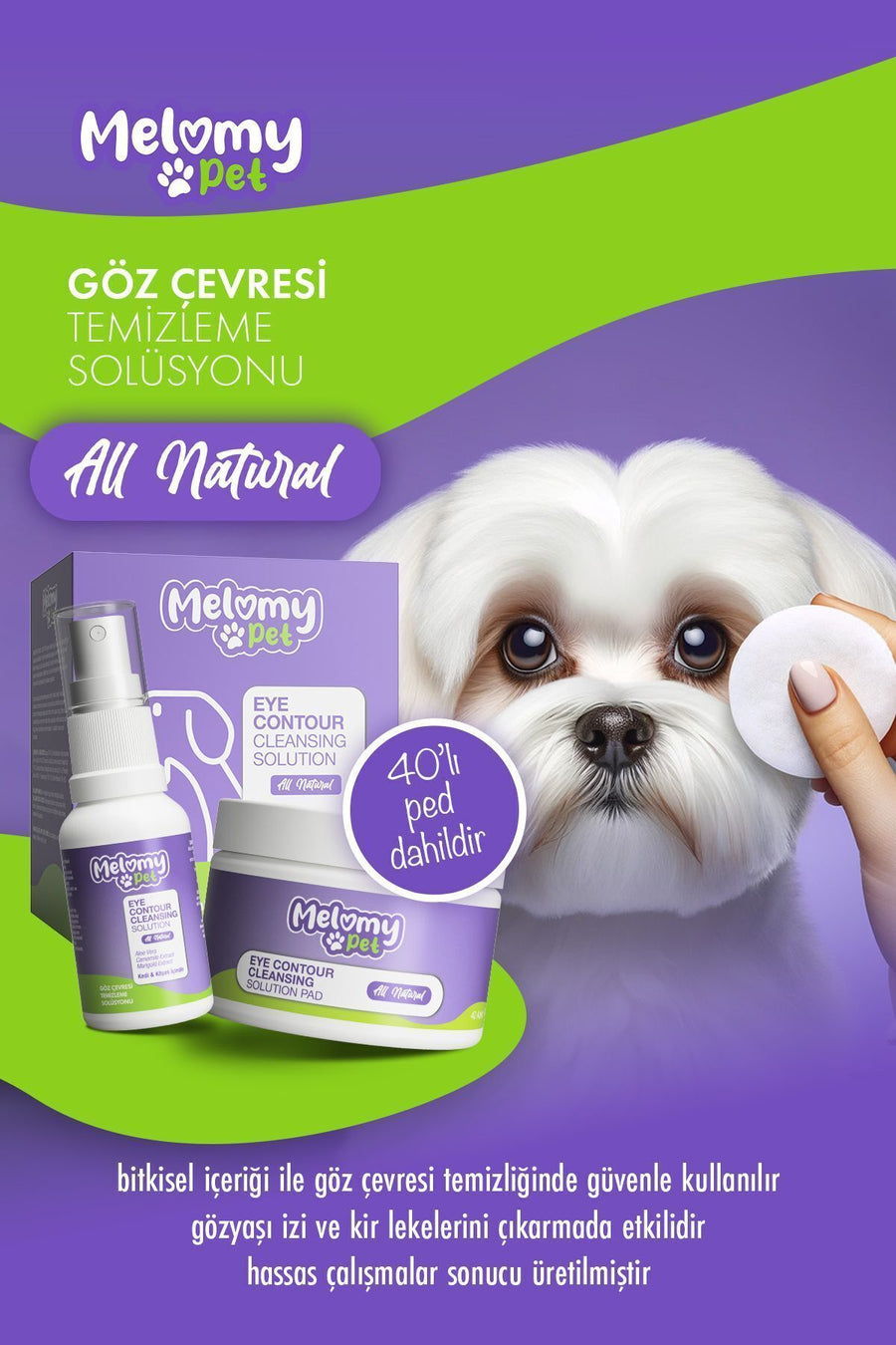 Pişik & İt Göz Ətrafı Təmizləyici Losyon – 40 Ped 25 ml