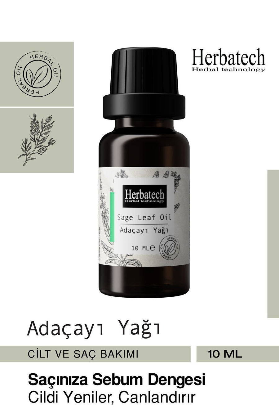 Natural Sage (Clary Sage) Oil - Purifying And Skin Balancing Essential Oil 10 ml