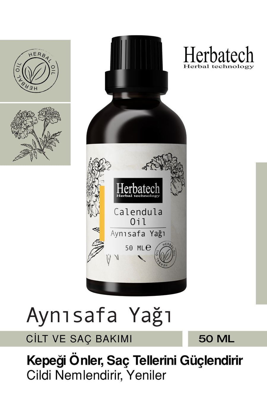 Natural Calendula Oil - Barrier Repairing and Sensitive Skin Care Oil 50 ml